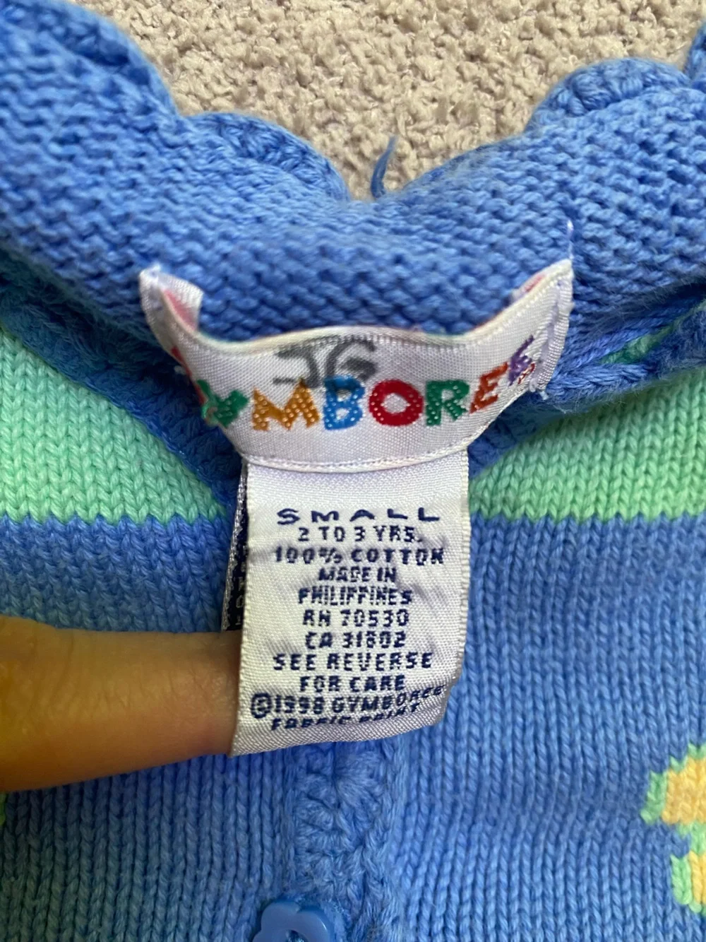 Gymboree 1998 Spring in Bloom 2/3yo blue floral block cardigan